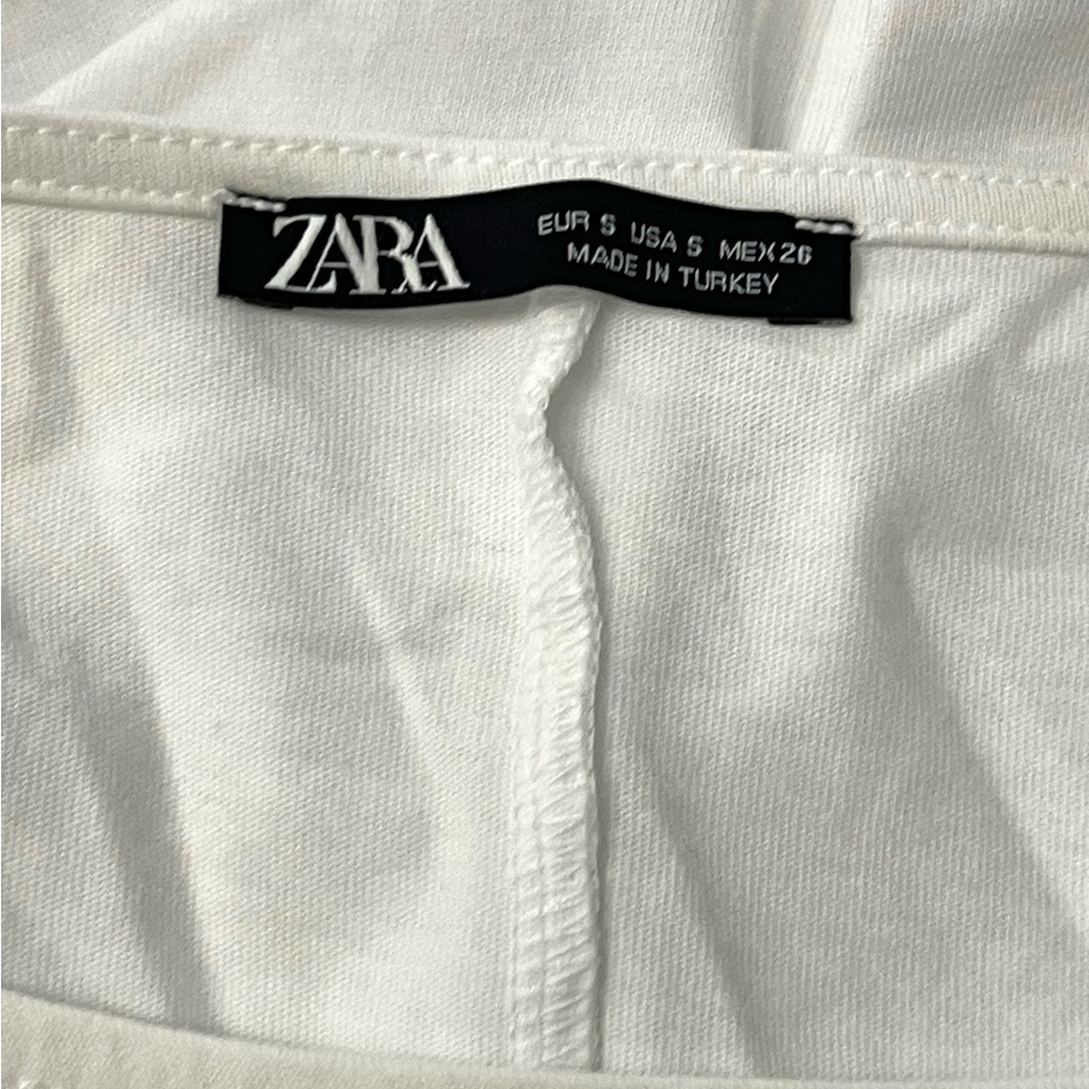 ZARA White Ruffle Ribbed top - Picture 5 of 5